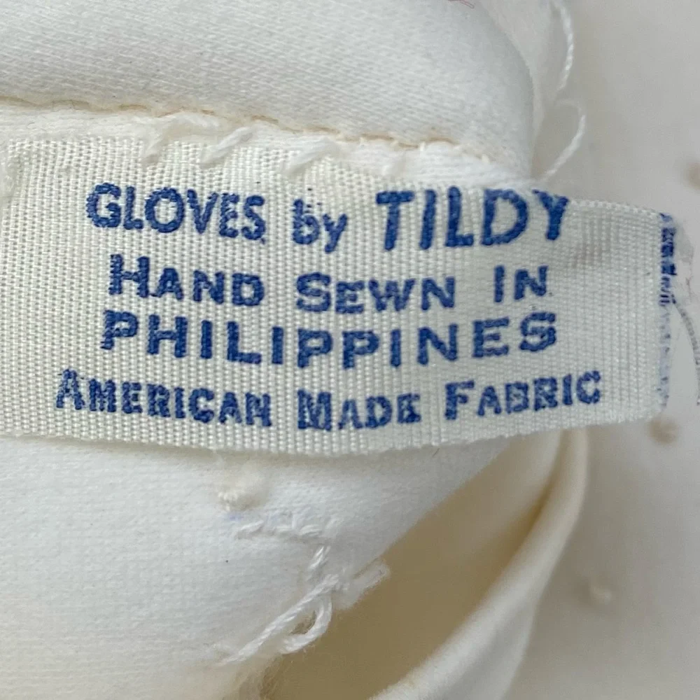 Vintage Beaded Gloves Hand Sewn in Philippines American Made Fabric Small